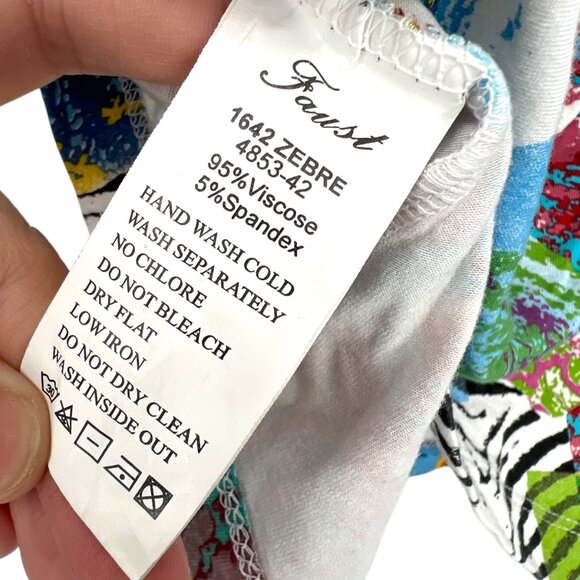 Faust Vintage Zebra Beaded Fringe Rainbow V-Neck Long Sleeve Top Size 42 US 12 - Picture 11 of 12